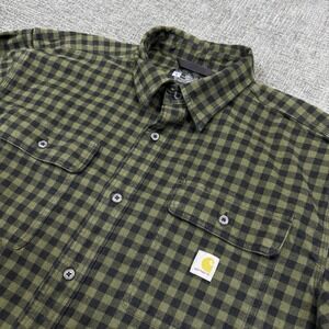 Carhartt Shirt Men's L Green Loose Fit Heavyweight Flannel Long Sleeve TW4451-M